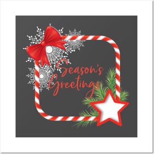 Season's Greeting Candy Cane Frame Posters and Art